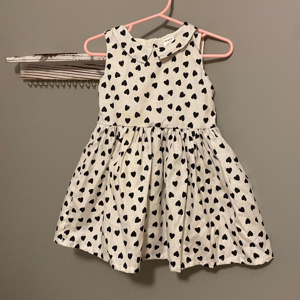 Carters 18m white sparkle with black heart dress